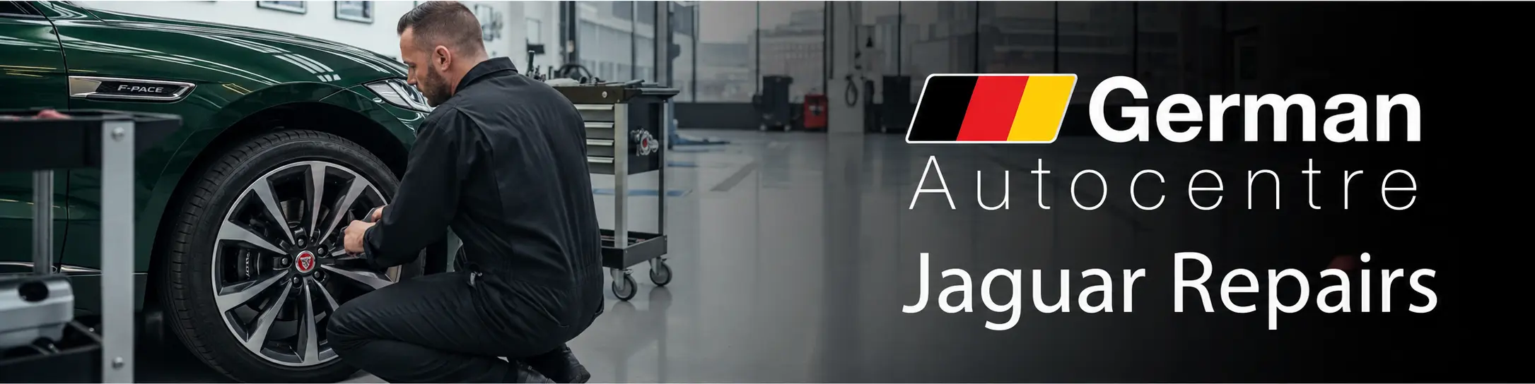 Technician carrying out Jaguar repairs at German Autocentre