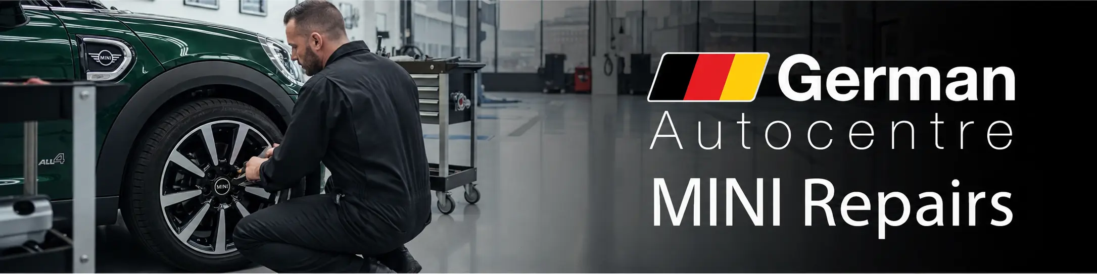 Technician carrying out MINI repairs at German Autocentre