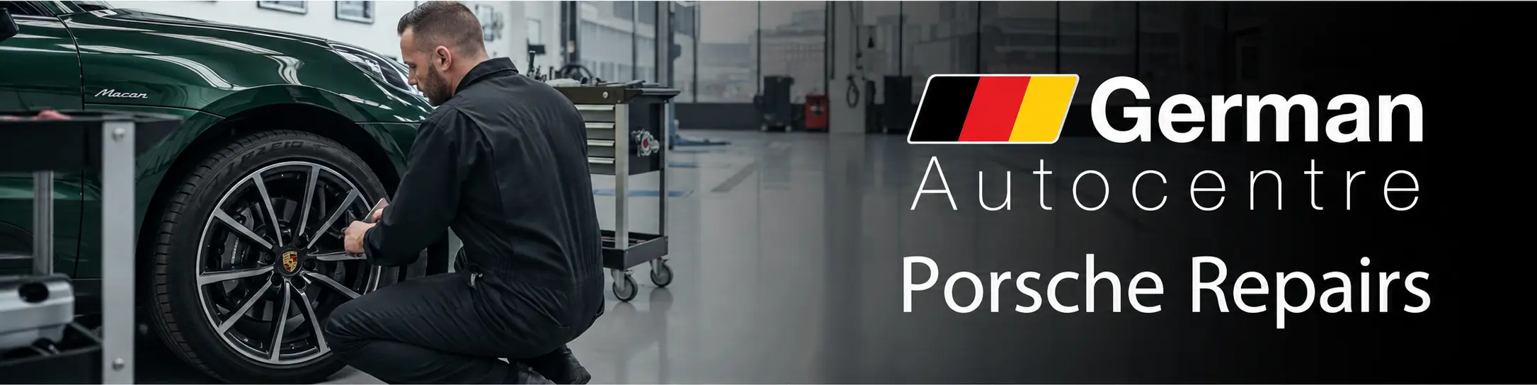 Technician carrying out Porsche repairs at German Autocentre
