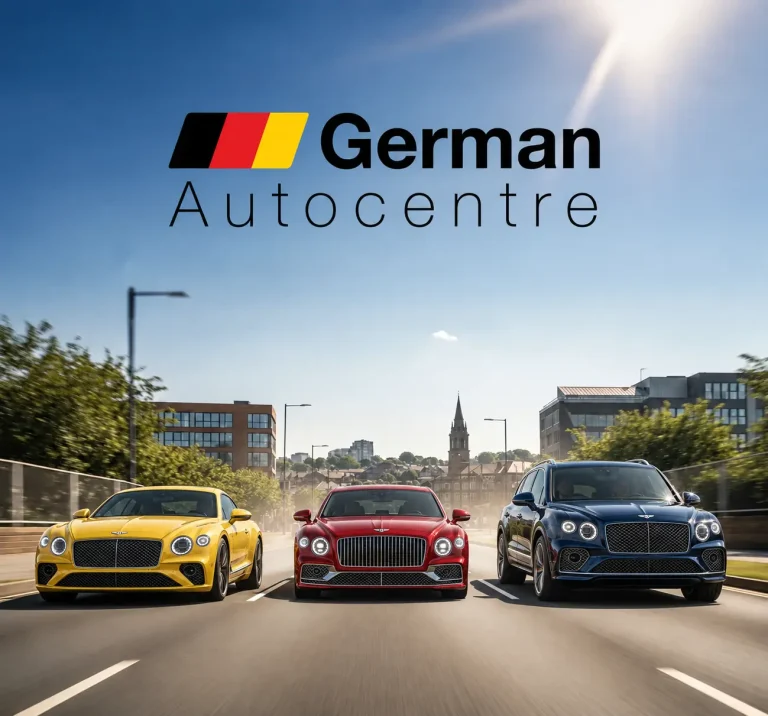 Bentley Continental GT, Flying Spur and Bentayga driving through Sheffield